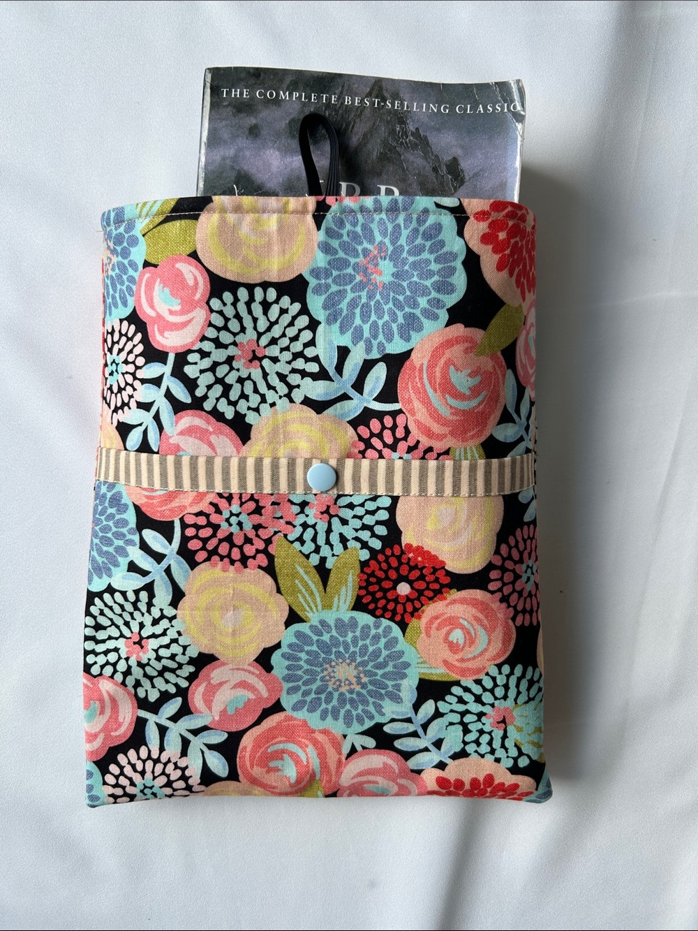 Floral with Striped Accents Large Book Sleeve